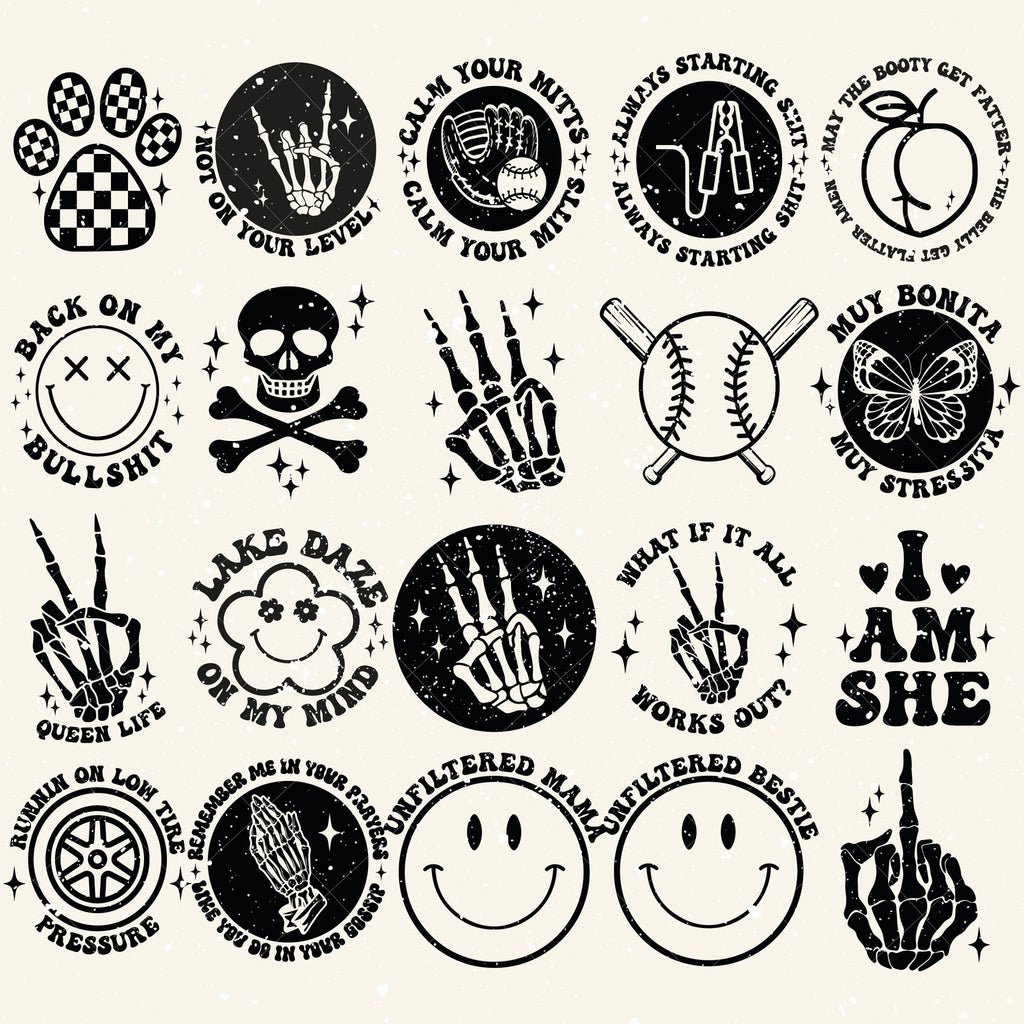 100 Groovy svg, bundle, boho svg, hippie svg, aesthetic svg, inspirational svg, motivational svg, trendy svg, retro svg, svg files wavy text