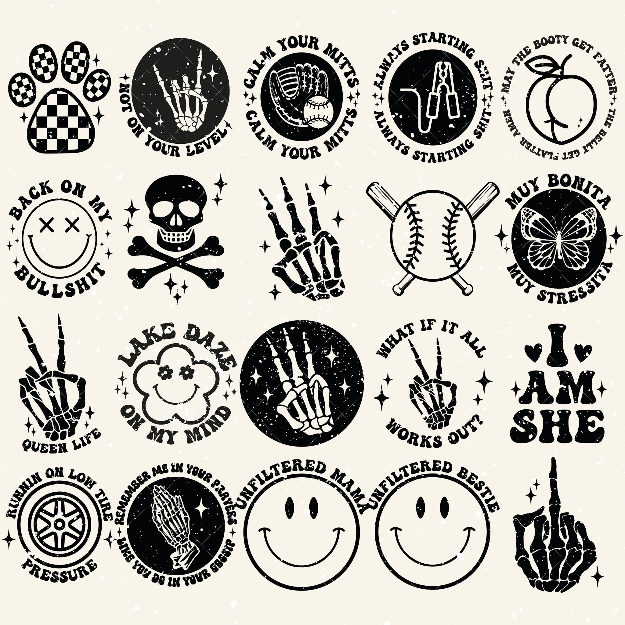 100 Groovy svg, bundle, boho svg, hippie svg, aesthetic svg, inspirational svg, motivational svg, trendy svg, retro svg, svg files wavy text