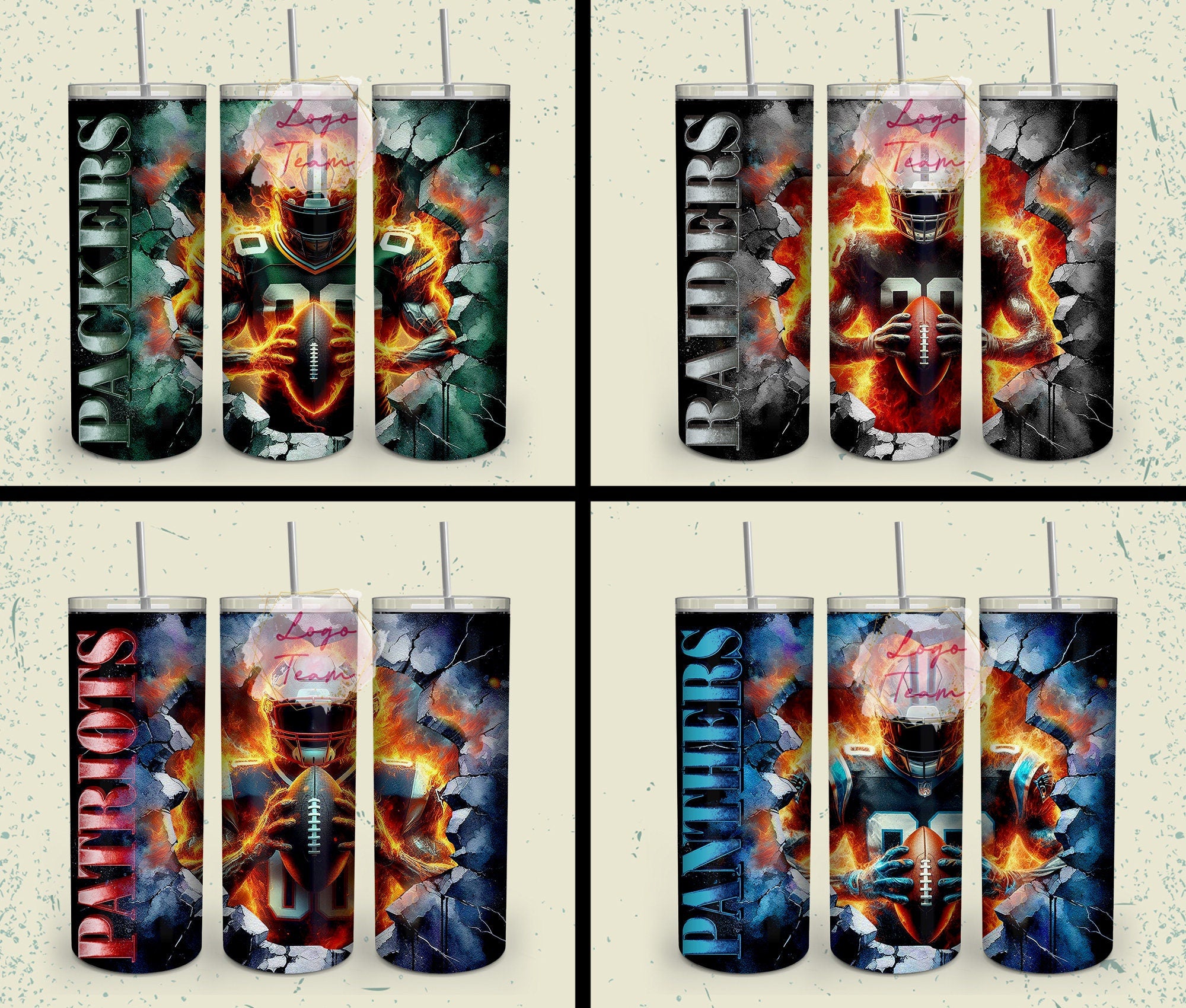 32 Team American Football Tumbler PNG Sublimation Designs, Football Mascot 20oz Skinny Tumbler Wrap PNG, Football Png Digital Download, NFL Tumbler