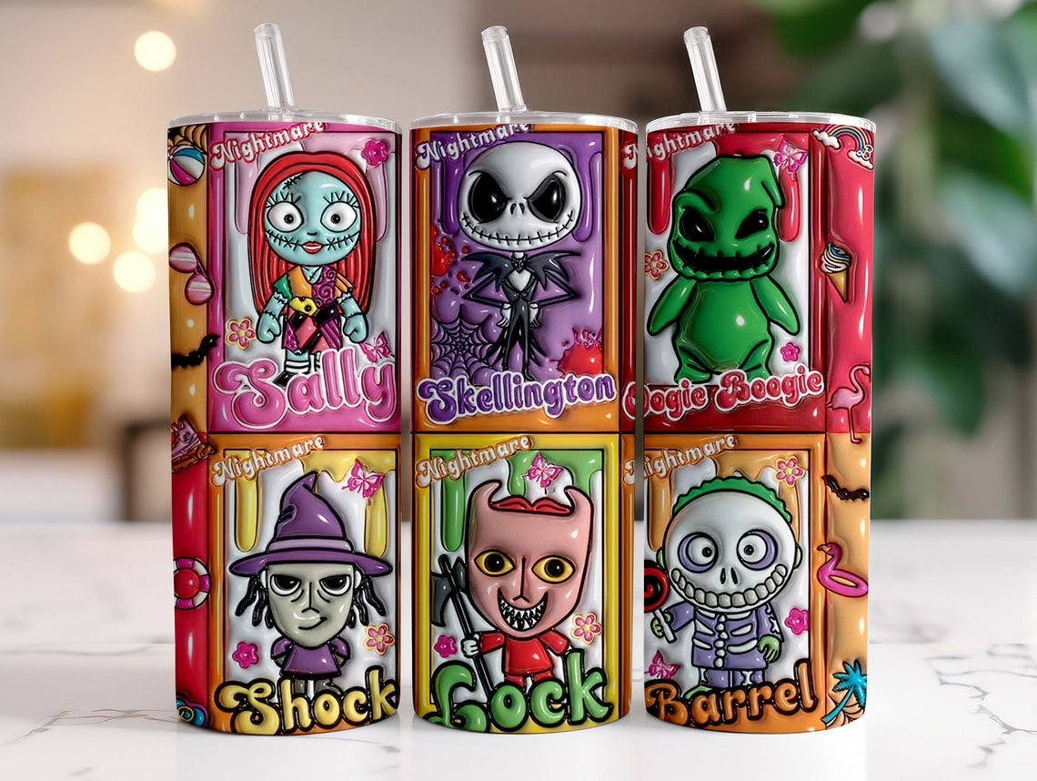 90+ The Nightmare Before Christmas Tumbler Wrap Bundle 2D-3D, Instant Download 20Oz Tumbler PNG Wraps Design, Digital 20Oz Skinny Tumbler