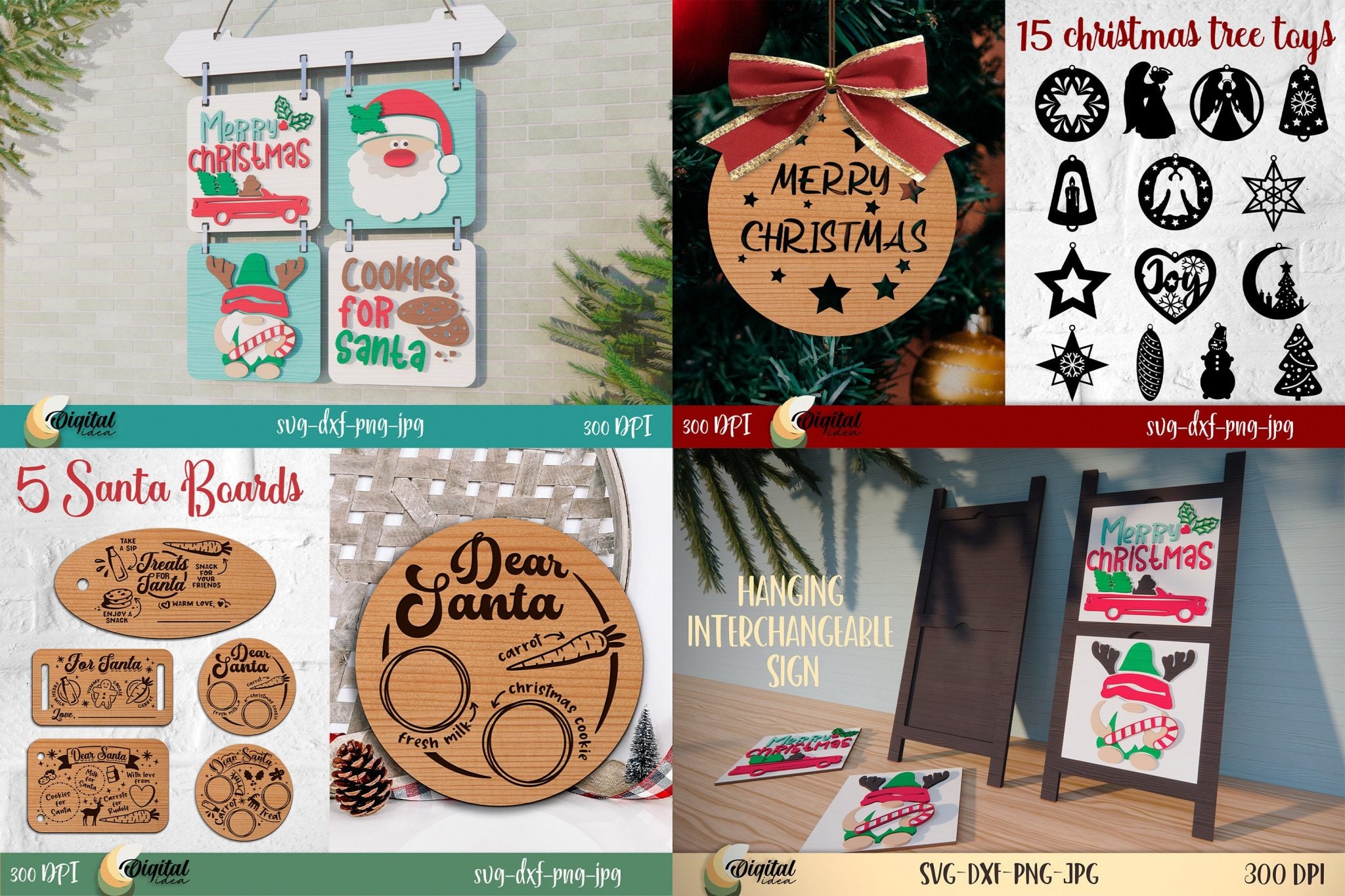 Christmas Laser cut Mega Bundle, 306 Christmas lasercut deisgn, 3D Xmas lasercut SVG, Candle holder, lantern, sign, stand, coaster glowforge