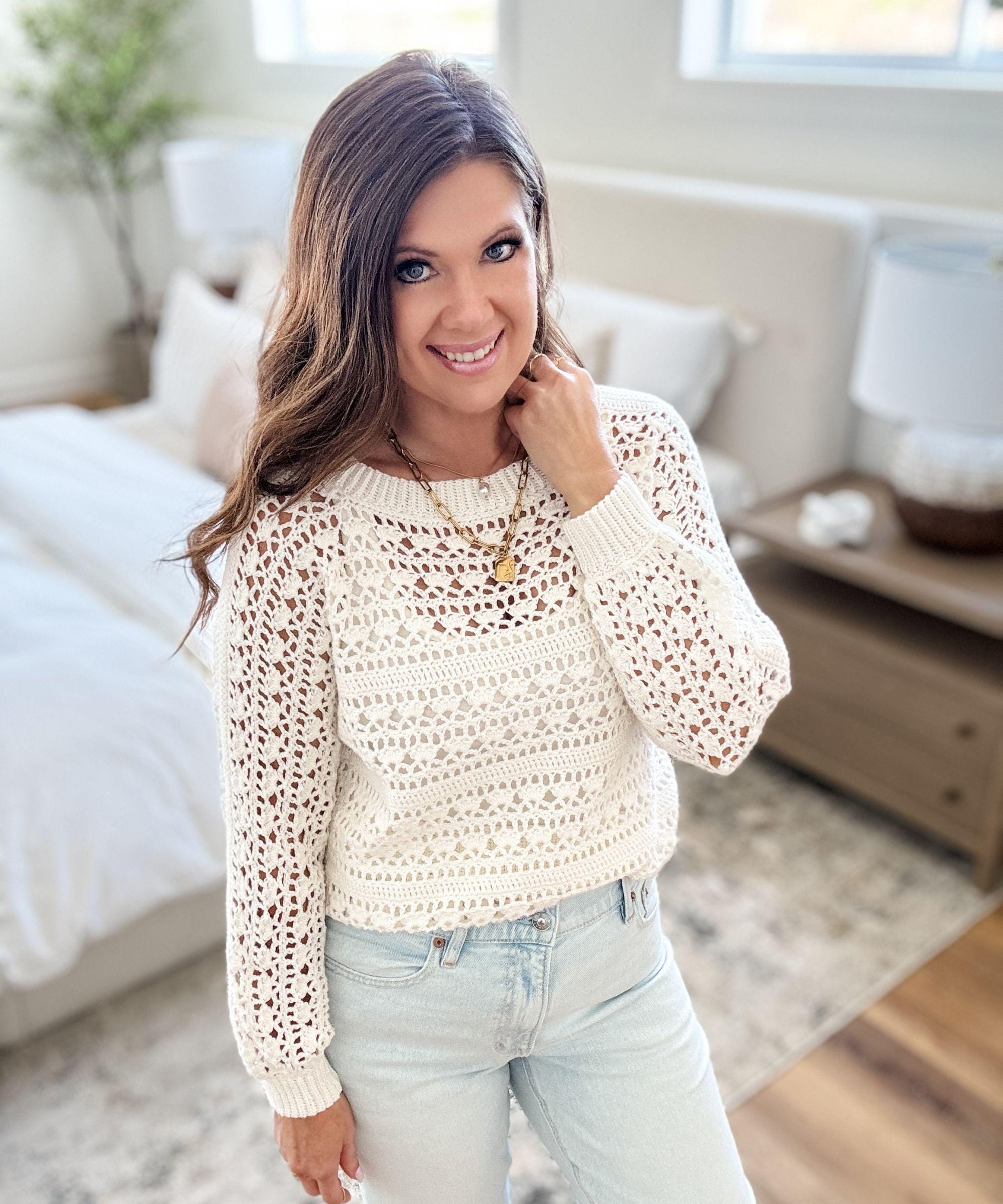 CROCHET PATTERN & VIDEO/ Caribbean Sea Sweater, Crochet Lace Sweater Pattern, Lace Crochet Top, Gifting, Sizes Xs-5X, Womens, Pdf