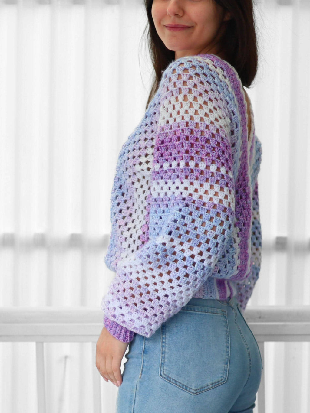 Crochet pattern- MILLIE Crochet sweater pattern PDF- Women crochet top pattern- 2 panels Crochet pullover sweater-Easy Granny sweater-XS-3XL