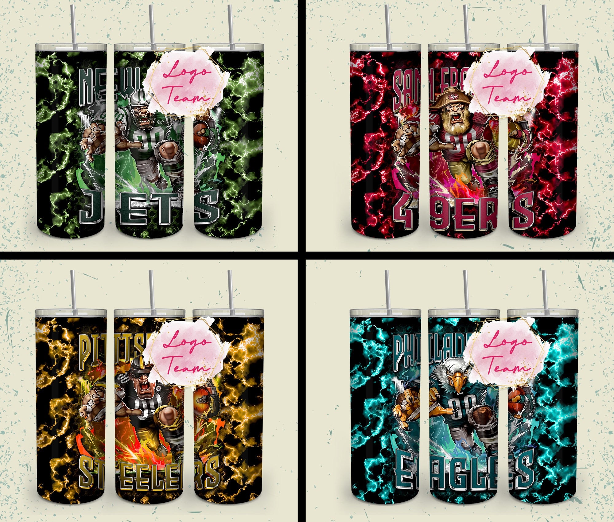 32 Team American Football Tumbler PNG Sublimation Designs, Football Mascot 20oz Skinny Tumbler Wrap PNG, Football Png Digital Download, NFL Tumbler