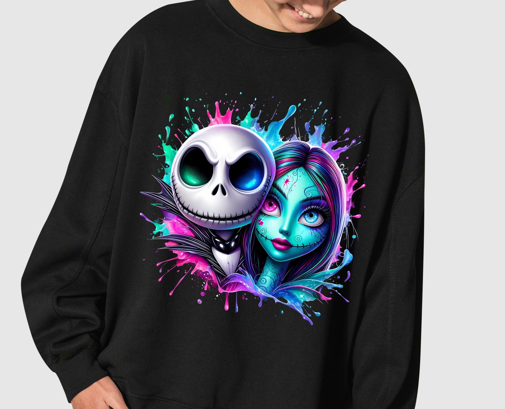 8 PNG Jack and Sally Splash and Watercolor Digital design PNG file for sublimation – High Resolution -Instant Digital PNG Download