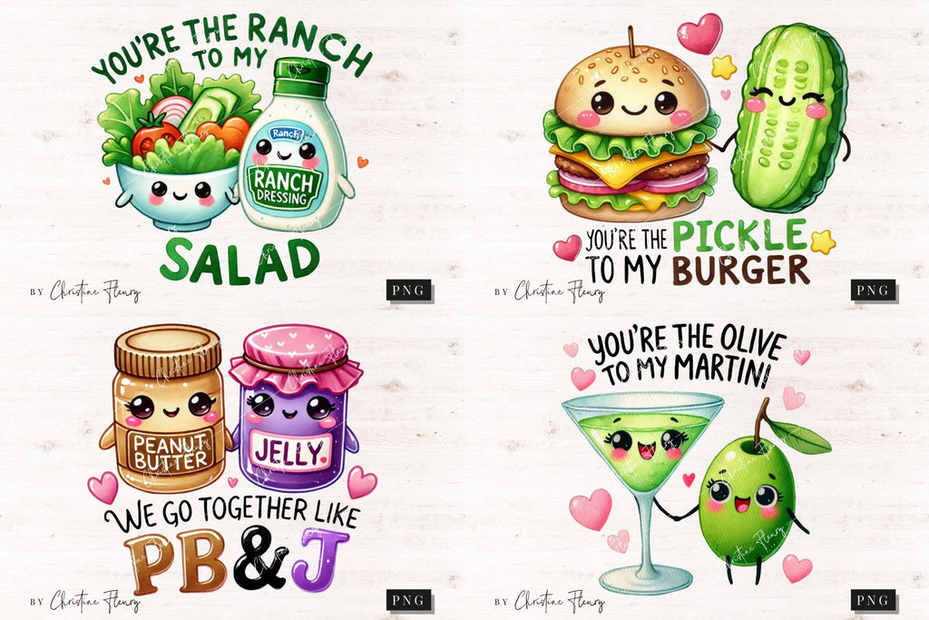 Food Pun Funny Valentine PNG Sublimation Bundle, Valentines Day PNG, Food Pun Png, Funny Couple Png, Corny Couple Gift Valentine Sublimation