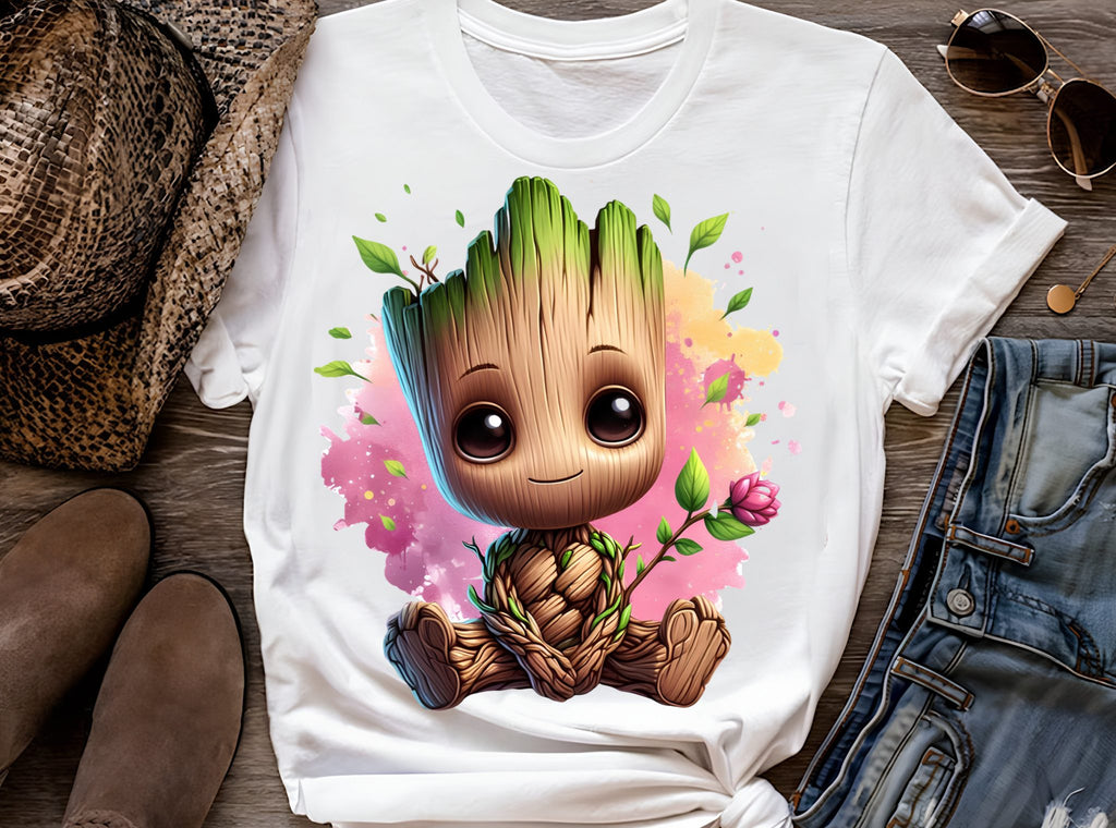 Set of 8 Watercolor splash Baby Groot png Digital images for printing, T-Shirts, Groot Print High Resolution-Instant Digital Download