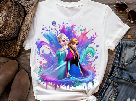 8 PNG Elsa and Anna Frozen Splash and Watercolor Digital design PNG file for sublimation – High Resolution -Instant Digital PNG Download