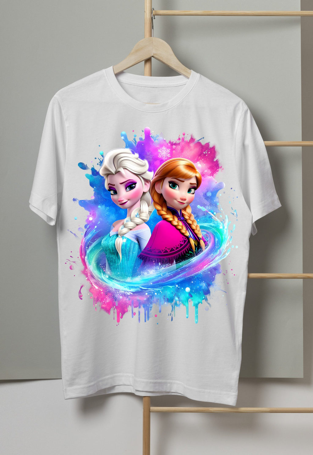 8 PNG Elsa and Anna Frozen Splash and Watercolor Digital design PNG file for sublimation – High Resolution -Instant Digital PNG Download