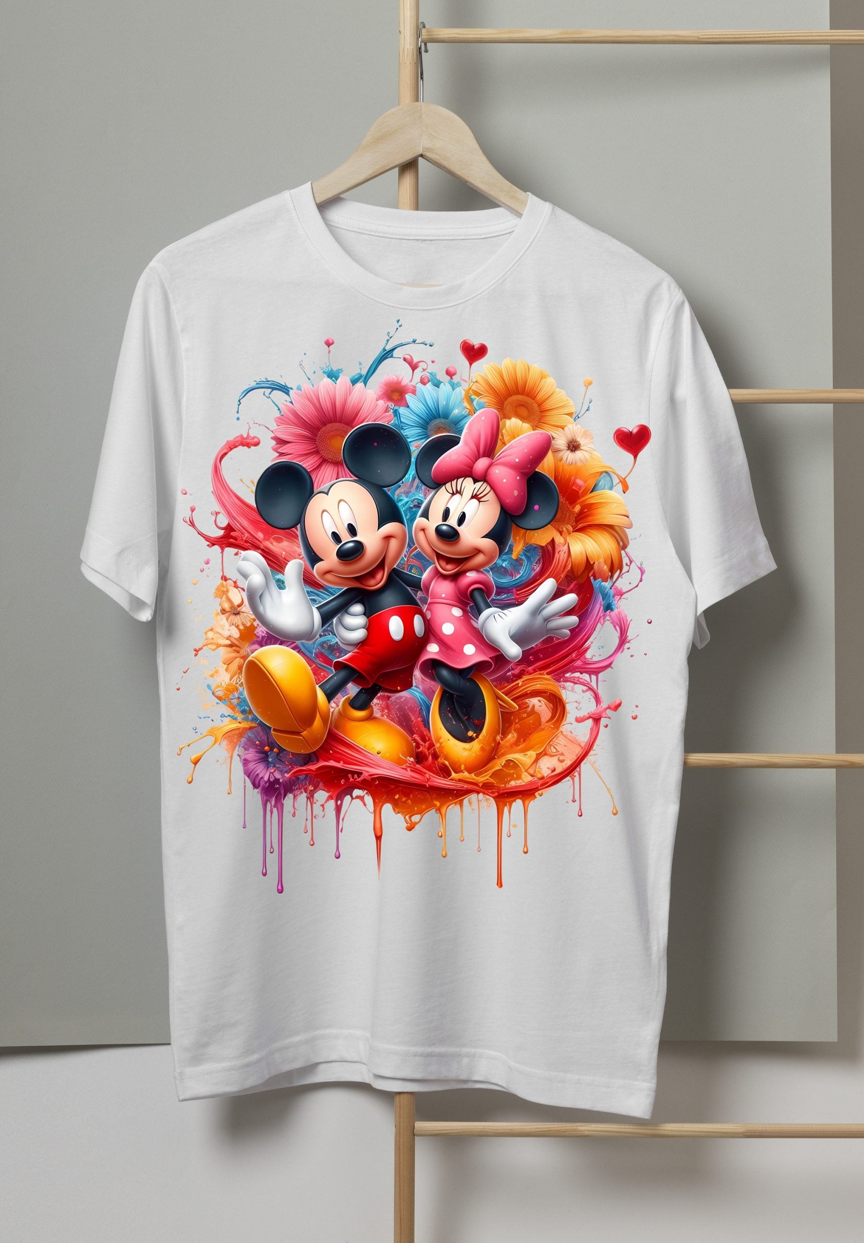 8 PNG Mickey Mouse and Minnie Splash and Watercolor Digital design PNG file for sublimation – High Resolution -Instant Digital PNG Download