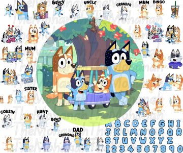 Mega Bluey Dog Svg Bundle, Bluey Dog Birthday Bundle Bluey Dog Family Png Files, Png For Shirts, Birthday Png, Clipart png, Digital Download