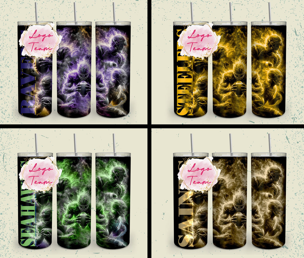 32 Team American Football Tumbler PNG Sublimation Designs, Football Mascot 20oz Skinny Tumbler Wrap PNG, Football Png Digital Download, NFL Tumbler