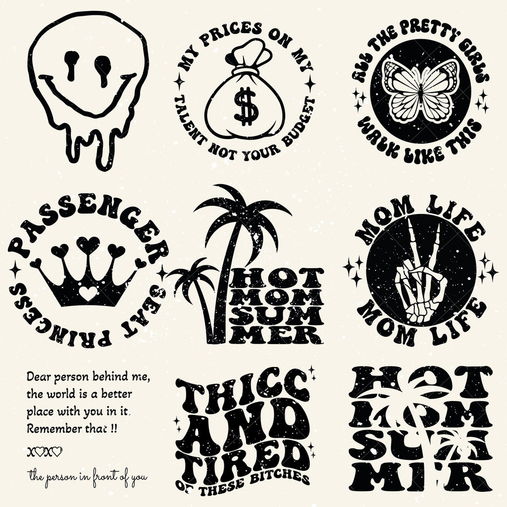 100 Groovy svg, bundle, boho svg, hippie svg, aesthetic svg, inspirational svg, motivational svg, trendy svg, retro svg, svg files wavy text