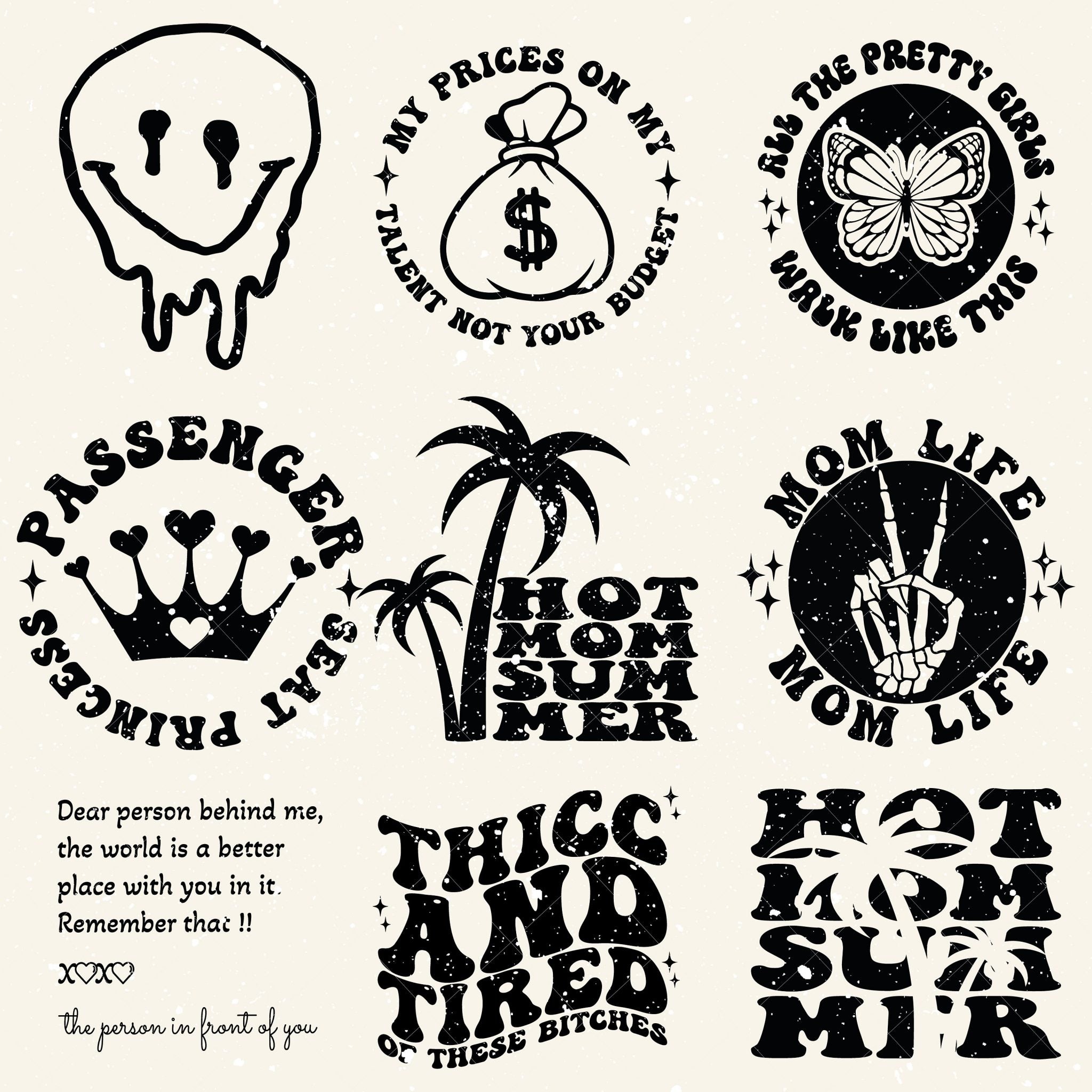 100 Groovy svg, bundle, boho svg, hippie svg, aesthetic svg, inspirational svg, motivational svg, trendy svg, retro svg, svg files wavy text