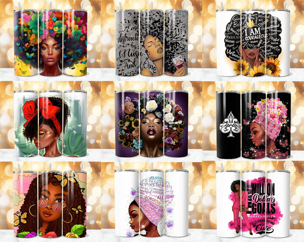 125+ Afro Tumbler Wrap Bundle, Inspirational Afro Sublimation, Black Women Affirmation Tumbler, Strong Woman PNG, Afro PNG, Commercial Use.