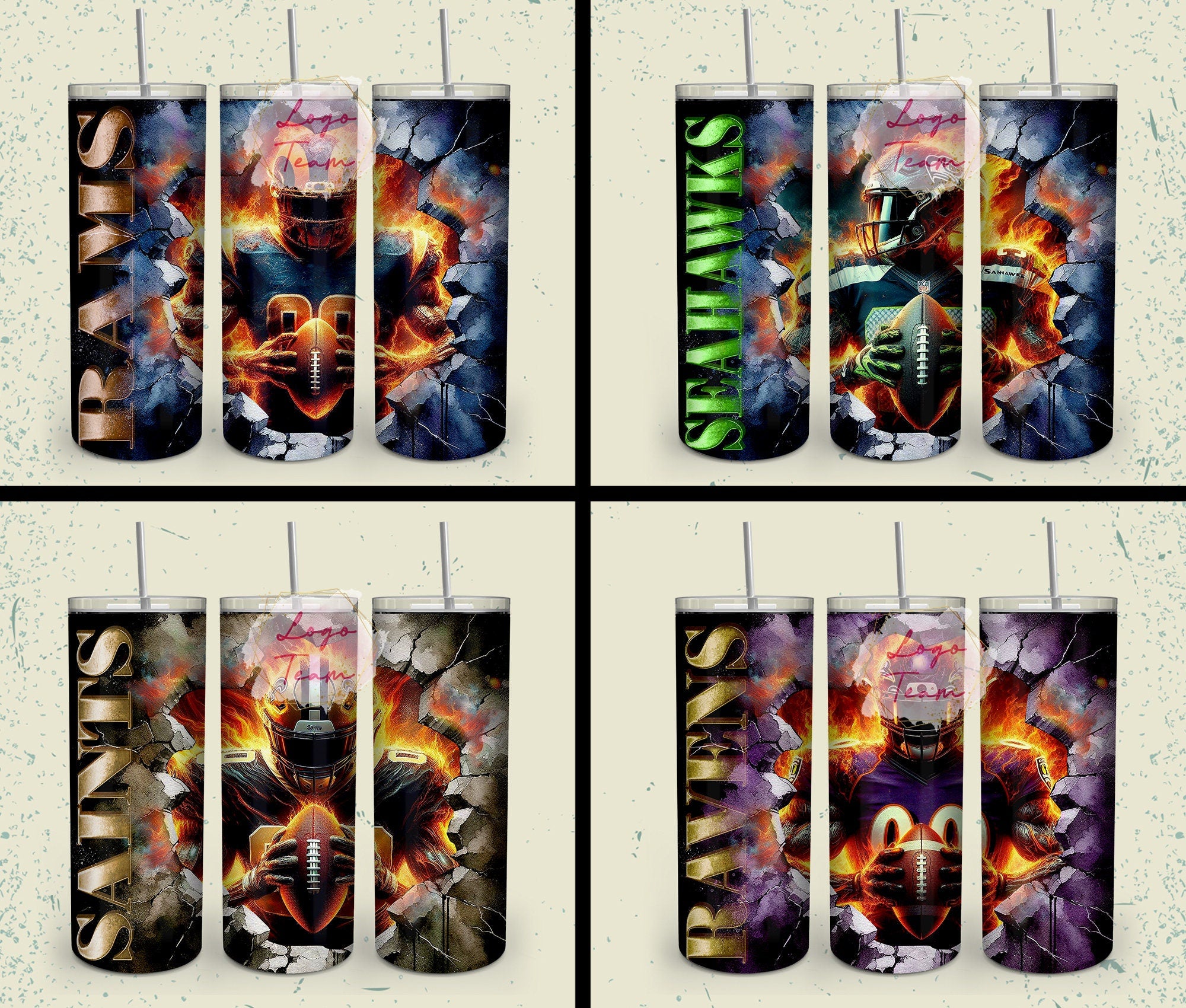32 Team American Football Tumbler PNG Sublimation Designs, Football Mascot 20oz Skinny Tumbler Wrap PNG, Football Png Digital Download, NFL Tumbler