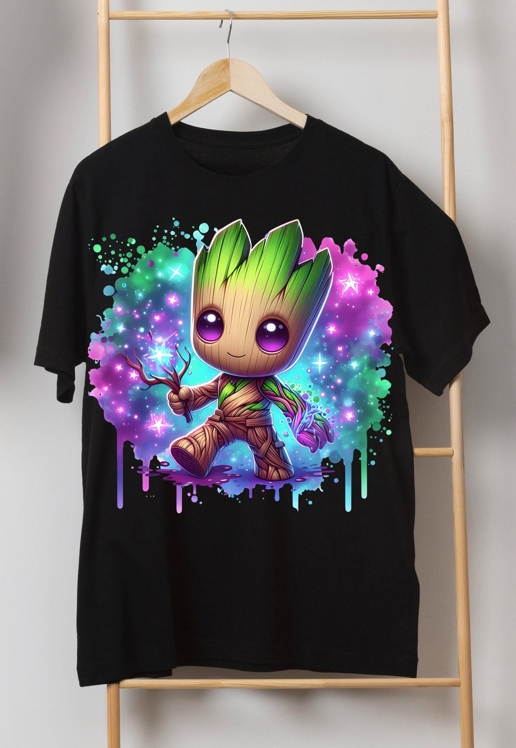 Set of 8 Watercolor splash Baby Groot png Digital images for printing, T-Shirts, Groot Print High Resolution-Instant Digital Download