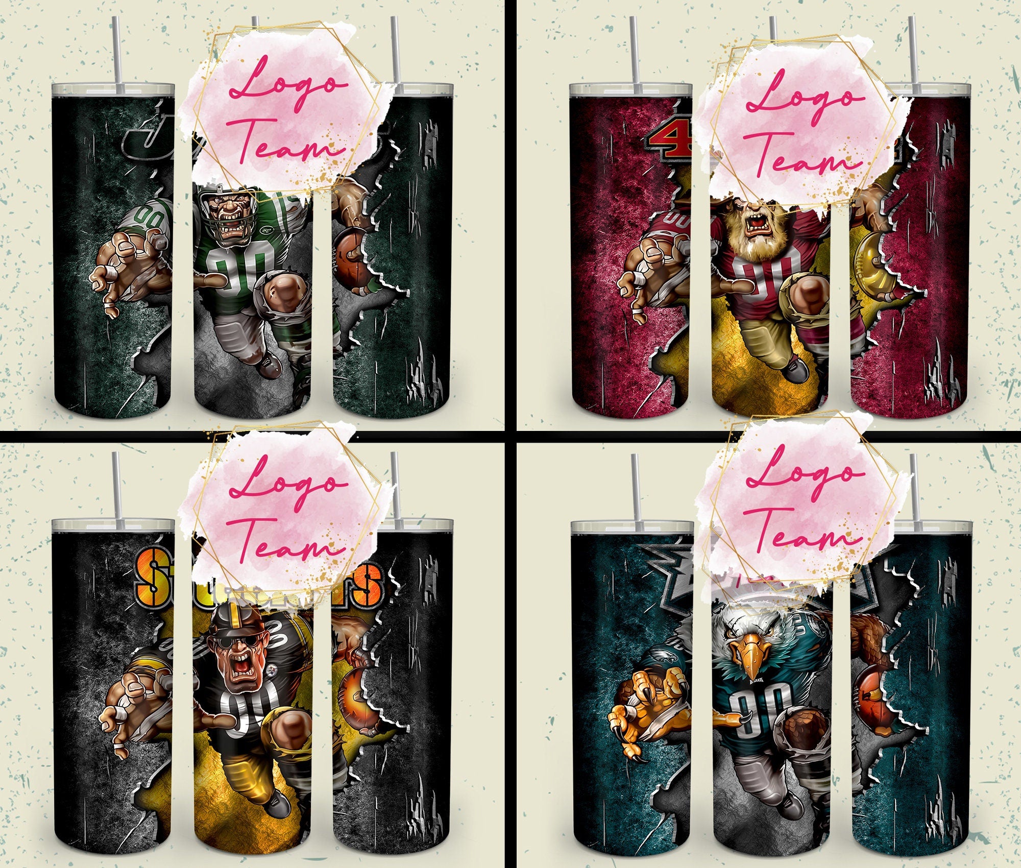 32 Team American Football Tumbler PNG Sublimation Designs, Football Mascot 20oz Skinny Tumbler Wrap PNG, Football Png Digital Download, NFL Tumbler