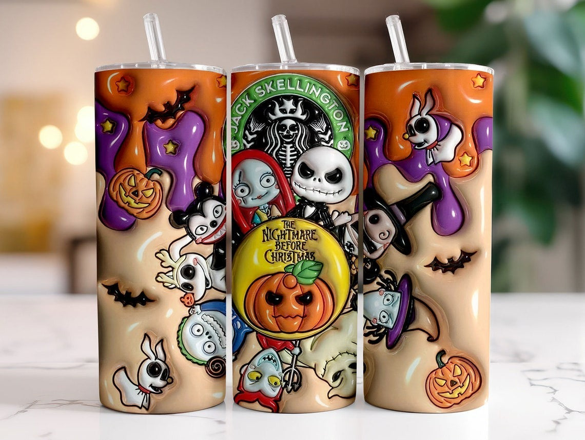 90+ The Nightmare Before Christmas Tumbler Wrap Bundle 2D-3D, Instant Download 20Oz Tumbler PNG Wraps Design, Digital 20Oz Skinny Tumbler