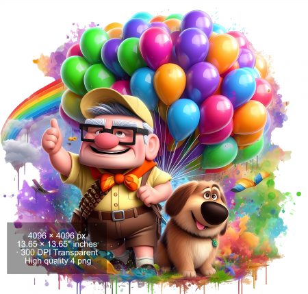 6 PNG UP Movie Splash and Watercolor Digital design file for sublimation – High Resolution -Instant Digital PNG Download