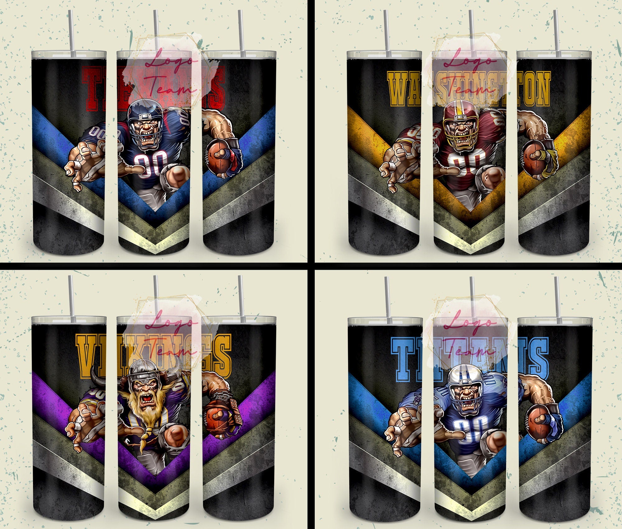 32 Team American Football Tumbler PNG Sublimation Designs, Football Mascot 20oz Skinny Tumbler Wrap PNG, Football Png Digital Download, NFL Tumbler