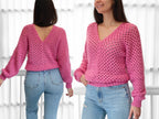 Crochet pattern- MILLIE Crochet sweater pattern PDF- Women crochet top pattern- 2 panels Crochet pullover sweater-Easy Granny sweater-XS-3XL