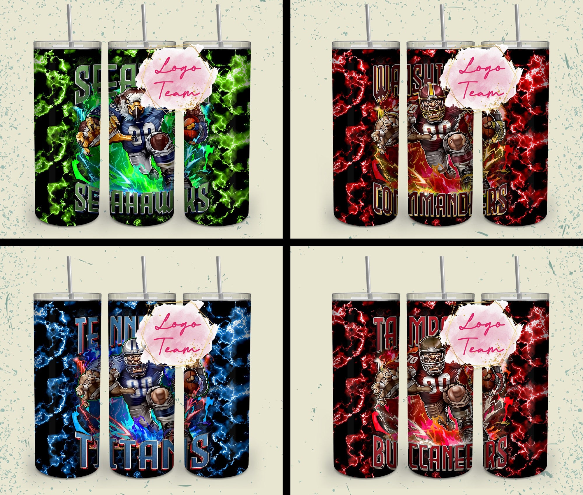 32 Team American Football Tumbler PNG Sublimation Designs, Football Mascot 20oz Skinny Tumbler Wrap PNG, Football Png Digital Download, NFL Tumbler