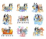Blue Dog Family with Friends Svg, 72 Designs Easy to use, Cartoon Characters, Layered Svg colors, Transparent Png, Cut files for Cricut