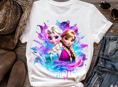 8 PNG Elsa and Anna Frozen Splash and Watercolor Digital design PNG file for sublimation – High Resolution -Instant Digital PNG Download