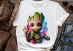 Set of 8 Watercolor splash Baby Groot png Digital images for printing, T-Shirts, Groot Print High Resolution-Instant Digital Download