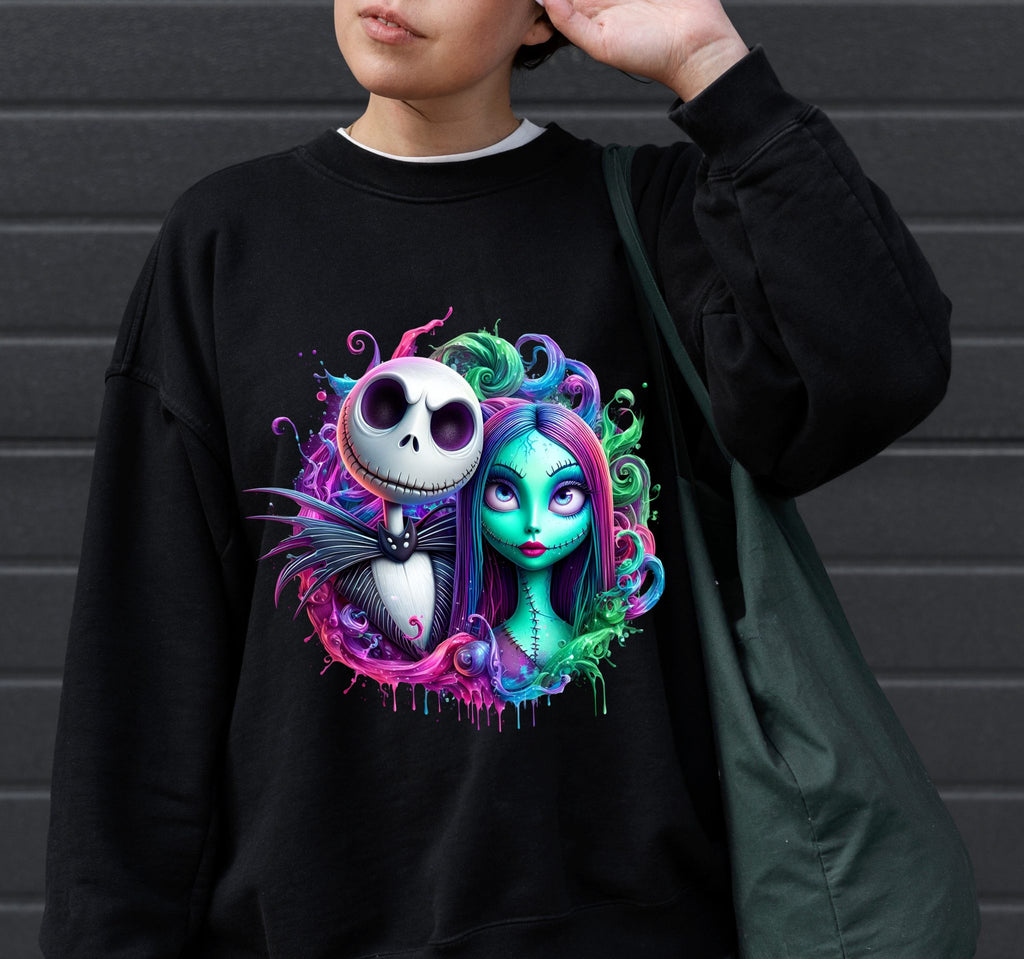 8 PNG Jack and Sally Splash and Watercolor Digital design PNG file for sublimation – High Resolution -Instant Digital PNG Download