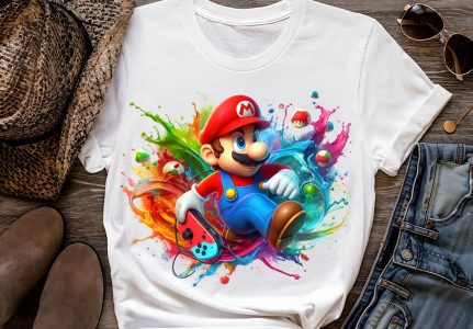 8 PNG Super Mario Splash and Watercolor Digital design PNG file for sublimation – High Resolution -Instant Digital PNG Download