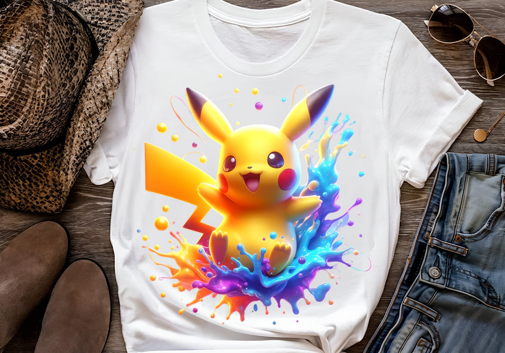 8 PNG Pikachu Splash and Watercolor Digital design PNG file for sublimation – High Resolution -Instant Digital PNG Download