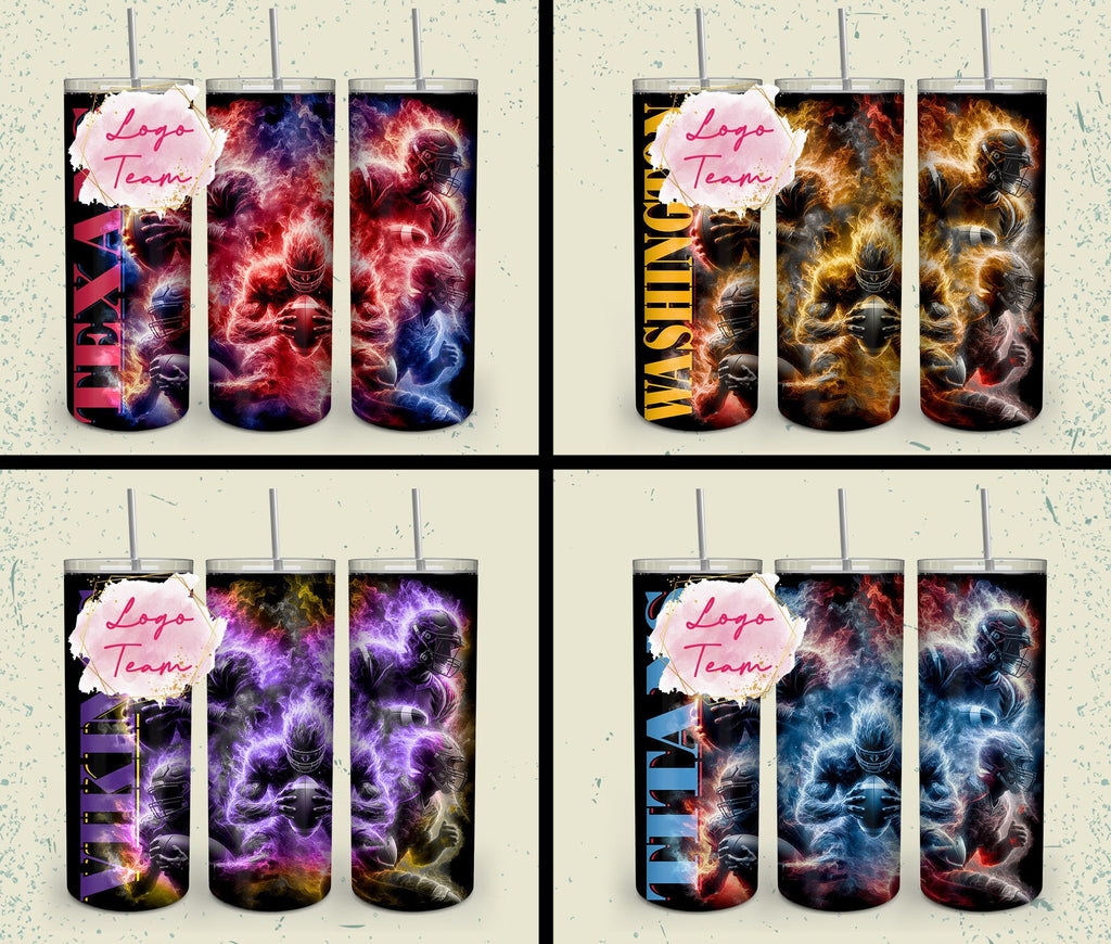32 Team American Football Tumbler PNG Sublimation Designs, Football Mascot 20oz Skinny Tumbler Wrap PNG, Football Png Digital Download, NFL Tumbler