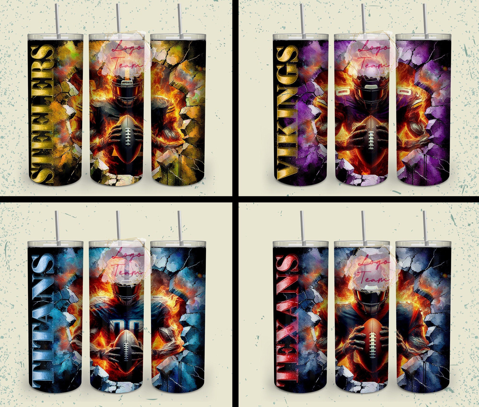 32 Team American Football Tumbler PNG Sublimation Designs, Football Mascot 20oz Skinny Tumbler Wrap PNG, Football Png Digital Download, NFL Tumbler