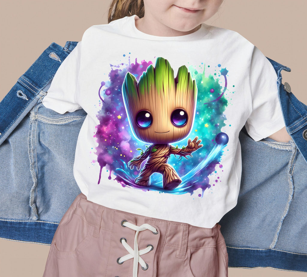 Set of 8 Watercolor splash Baby Groot png Digital images for printing, T-Shirts, Groot Print High Resolution-Instant Digital Download