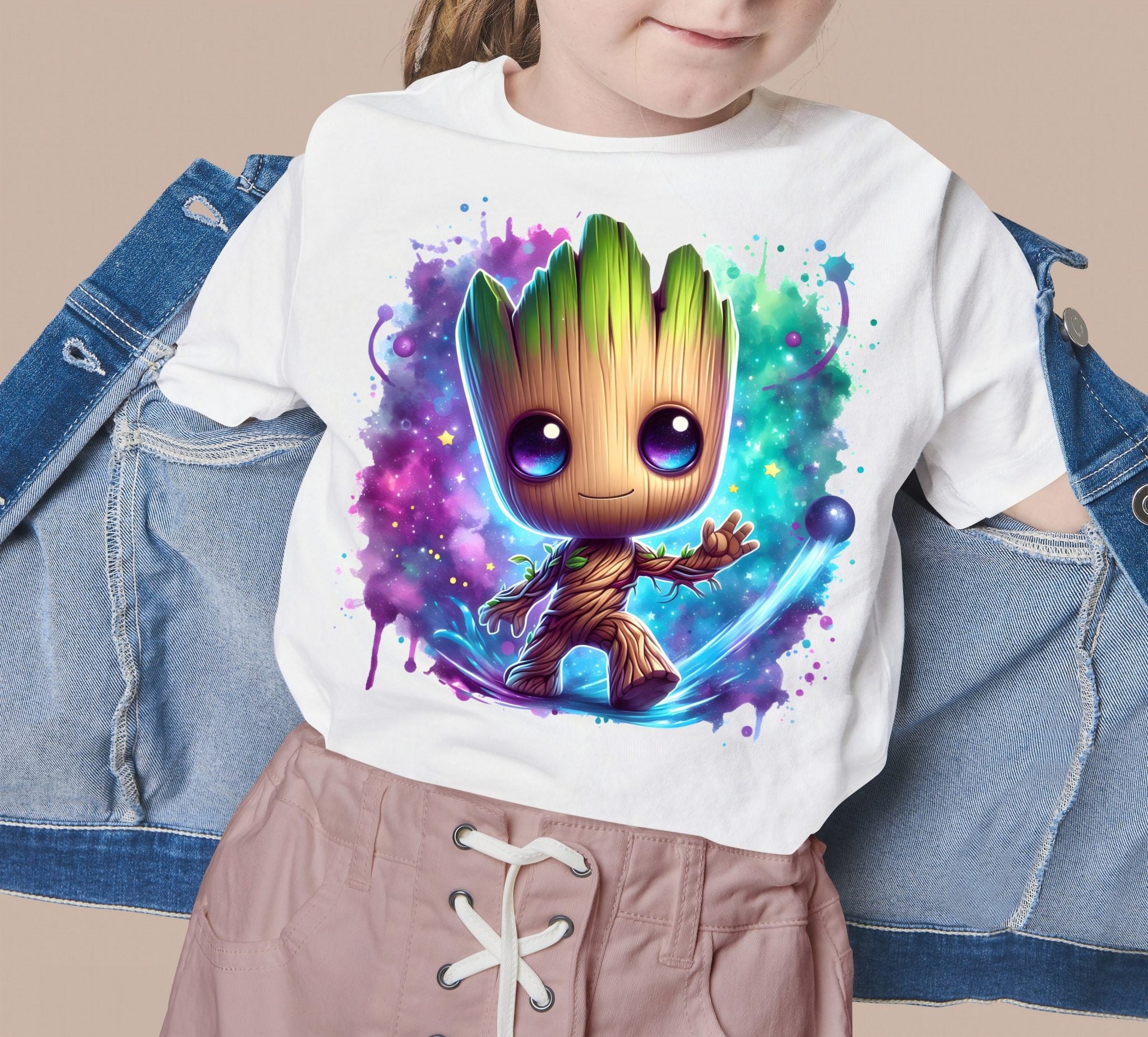 Set of 8 Watercolor splash Baby Groot png Digital images for printing, T-Shirts, Groot Print High Resolution-Instant Digital Download