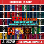 Sports Tumbler Wraps Bundle, 322 Tumbler Wraps, NFL Tumbler, MLB Tumner, NBA Tumber, NHL Tumbler, NCAA Tumbler, FootBall Tumbler
