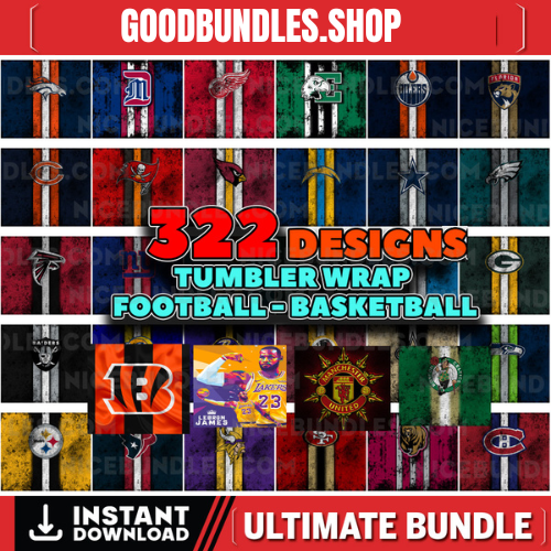 Sports Tumbler Wraps Bundle, 322 Tumbler Wraps, NFL Tumbler, MLB Tumner, NBA Tumber, NHL Tumbler, NCAA Tumbler, FootBall Tumbler