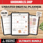 Undated Goodnotes Planner, Monthly Digital Planner, Goodnotes Template, iPad Planner, Digital Journal Pdf, Goodnotes Stickers Boho, Simple