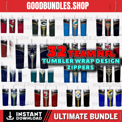 32 Tumbler Wrap Designs Zippers NFL Teams, NFL Tumbler Design ,Ultimate Tumbler Wrap Bundle, Best Selling Tumbler Wrap