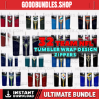 32 Tumbler Wrap Designs Zippers NFL Teams, NFL Tumbler Design ,Ultimate Tumbler Wrap Bundle, Best Selling Tumbler Wrap