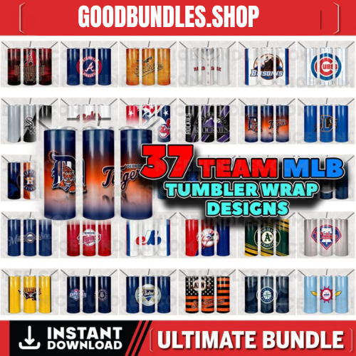 37 MLB Sports Tumbler Wraps Discount Bundle, Sports Fans, 20oz Skinny Tumbler, Sublimation Wrap Designs, PNG, Commercial Use