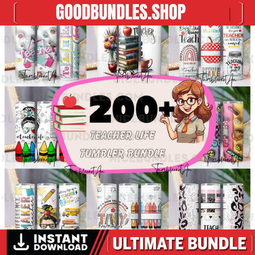 200+ Teacher Life Tumbler Wrap bundle Back To School Teacher Nutrition Facts 20oz, Messy Bun Teacher Inspire Affirmation Teachers On the Go