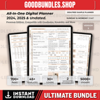 Digital Planner – GoodNotes, iPad, Notability | Daily, Weekly, Monthly | 2024-2025 | Undated | Digital Planner 2024 2025 Undated iPad