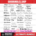 The Ultimate 50 Fonts – Font Bundle ttf svg Heart font, Cricut, Canva Font, Script Font, Digital Fonts, Procreate Fonts, Crafting font