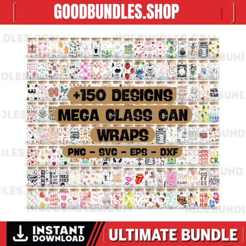 Libbey Glass Can Bundle 16oz Glass Can Svg | Libbey Glass Can Wrap | Glass Cup Bunde Svg Files for Cricut & Silhouette Cameo | Glassware svg