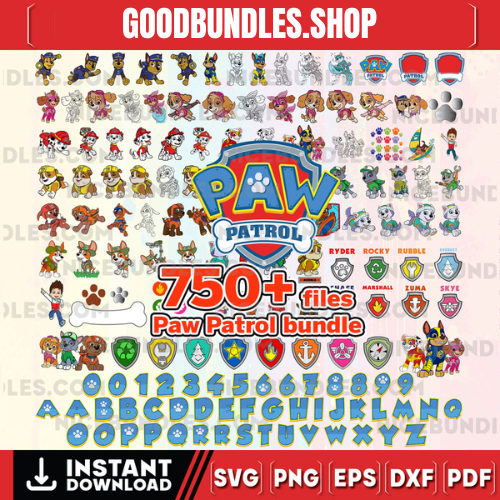 750+ PAW Patrol Bundle Layered Items | 150+ UNIQUE DESIGN | Layered Vector | layered Svg files | Svg for Cricut | Instant Download