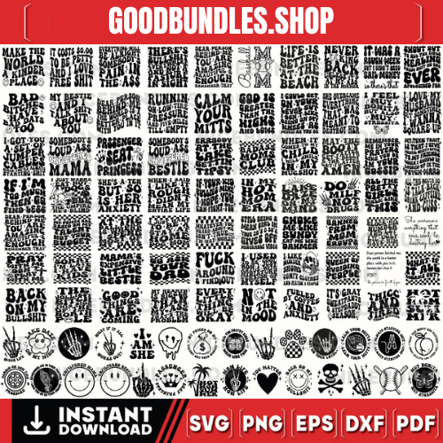 100 Groovy svg, bundle, boho svg, hippie svg, aesthetic svg, inspirational svg, motivational svg, trendy svg, retro svg, svg files wavy text