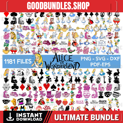 1181 Files Alice in Wonderland SVG Bundle, Alice SVG, Princess svg, Alice in Wonderland Clipart, Alice in Wonderland digital download